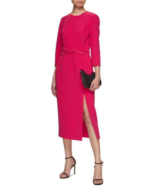 Carolina Herrera Side Slit Midi Dress in Pink | Lyst