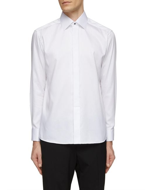 Eton Spread Collar Slim Fit Dobby Evening Shirt in White for Men Lyst
