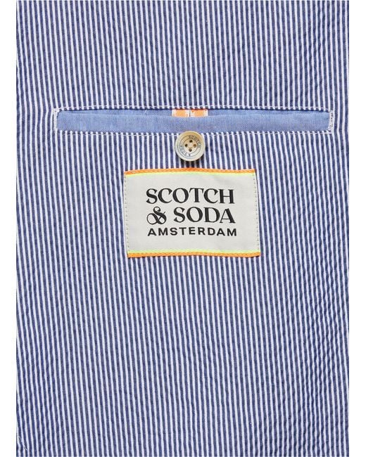 Scotch & Soda Blue Striped Seersucker Blazer for men