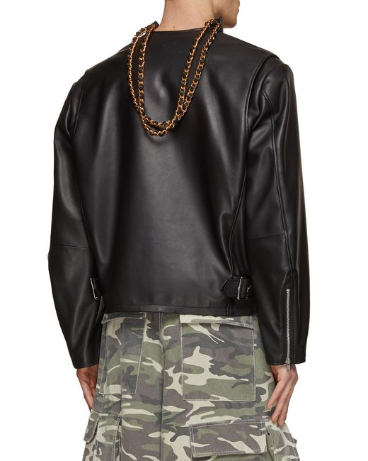 Doublet Leather Jacket With Chain Handle in Black for Men Lyst