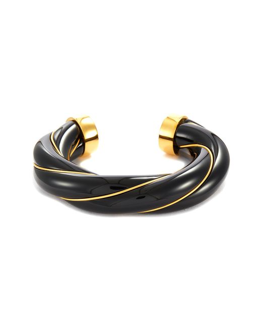 Aurelie Bidermann Diana' Gold Plated Twisted Bakelite Bracelet in Black | Lyst