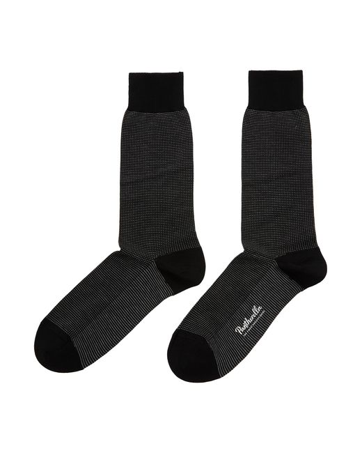 Pantherella Tewkesbury Cotton Birdseye Long Ankle Socks in Black for ...