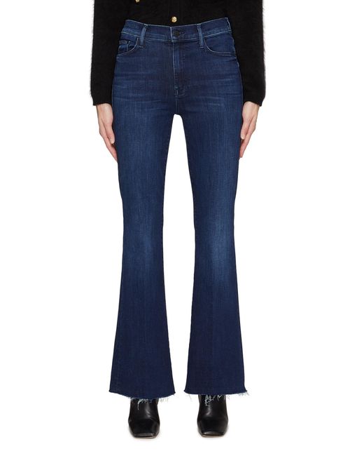 Mother 'the Weekender' High Rise Frayed Hem Bootcut Jeans in Blue | Lyst