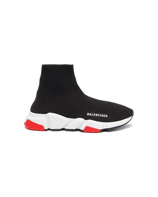 Balenciaga Rubber 'speed' Knit Slip-on Sneakers in Black / White / Red ...