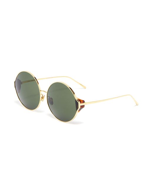 Linda Farrow Green Round Metal Frame Sunglasses Women Accessories Eyewear Round Frames Round Metal Frame Sunglasses