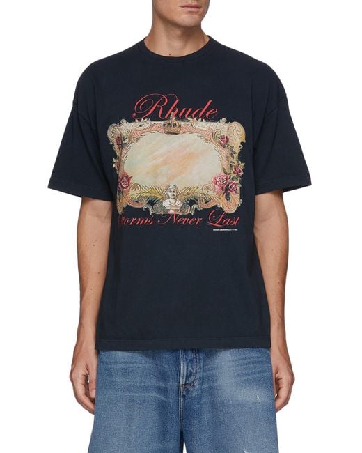 Rhude Cotton Crewneck Short Sleeve Mirror T-shirt in Black for Men - Lyst