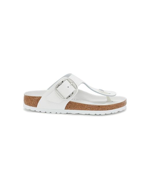 Birkenstock 'gizeh' Grained Leather Thong Sandals in White | Lyst