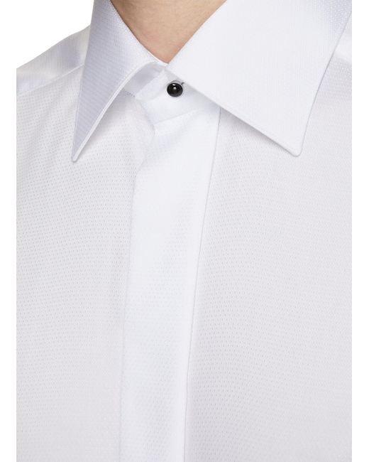 Eton Spread Collar Slim Fit Dobby Evening Shirt in White for Men Lyst