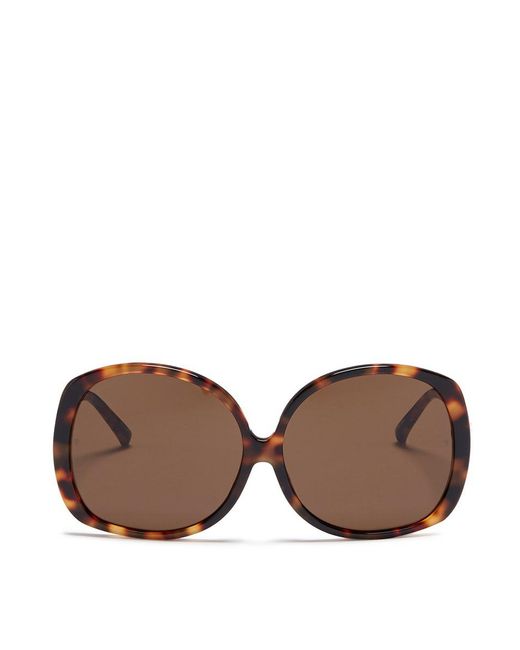 Linda Farrow Brown Oversized Tortoiseshell Acetate Square Sunglasses