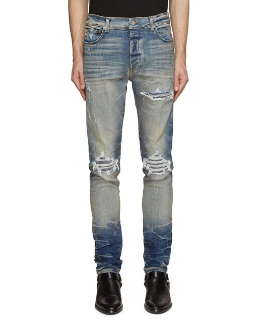 Amiri Blue Mx1 Crystal Insert Skinny Jeans for men