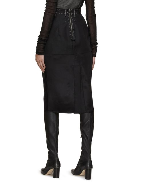 Maison Margiela Bifabric Wool Peplum Pencil Skirt in Black | Lyst