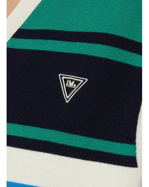 LUCKY MARCHE Combination Collar Knit Vest in Blue Lyst