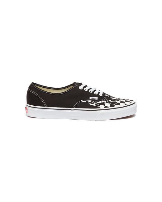 Vans 'authentic' Checkerboard Flame Canvas Sneakers in Black for Men | Lyst