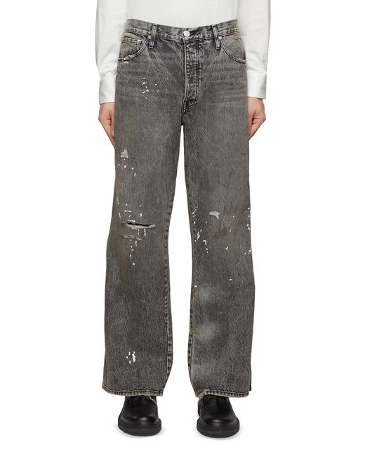FRAME Oversized Paint Splattered Ripped Wide Leg Jeans in Gray for Men ...
