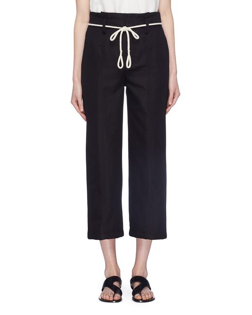 Vince Rope Belt Cropped Wide Leg Pants in Black Lyst