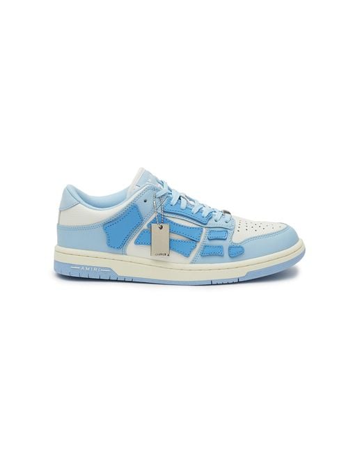 Amiri 'skel' Low Top Lace Up Leather Sneakers in Blue | Lyst