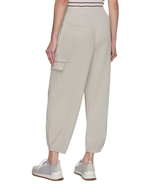 Brunello Cucinelli Monili Embellished Cotton Jogger Pants in Gray | Lyst