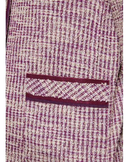 St. John Purple Ribbon Trim Tweed Jacket