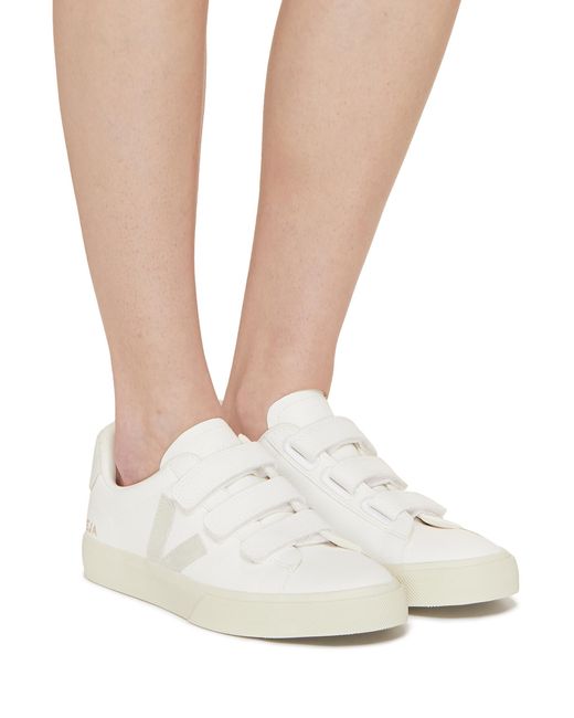 Veja White Recife Chromefree Leather Velcro Sneakers