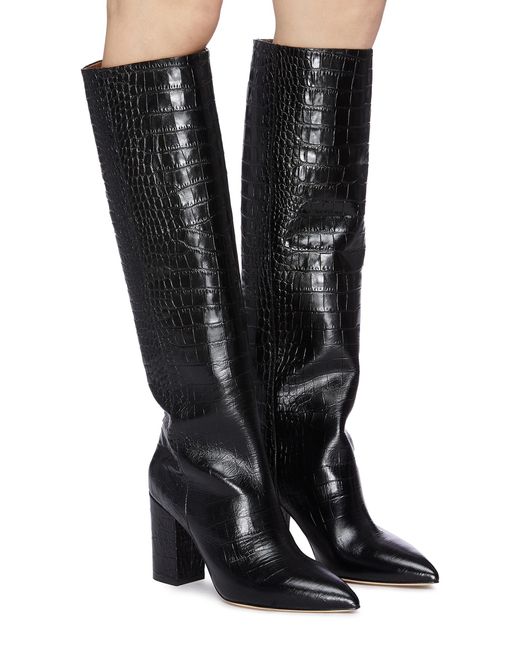 nikitta croc embossed knee high boot
