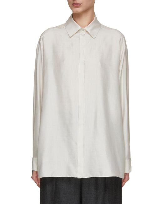 The Row Nomoon Silk Shirt in White | Lyst