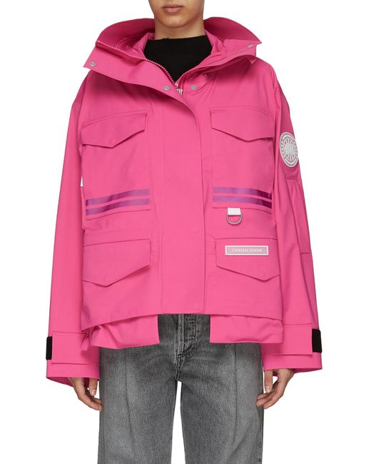 Canada Goose Pink 'mordaga' Oversized Hooded Rain Jacket