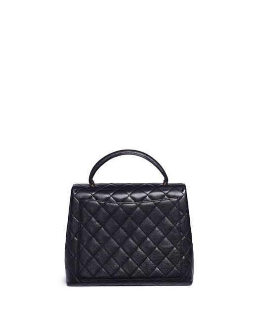 Chanel Black Quilted Caviar Leather Small Coco Top Handle Bag