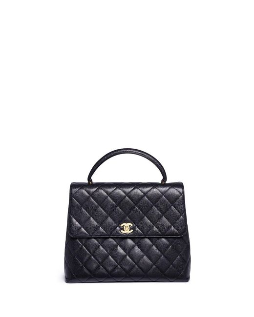 Chanel Kelly Caviar Leather Top Handle Bag in Black | Lyst