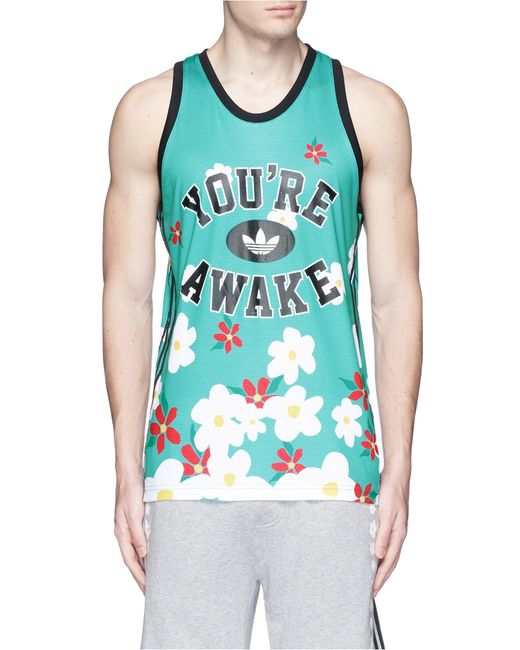adidas Originals Synthetic 'you're Awake' Daisy Print Tank Top in Blue for  Men | Lyst