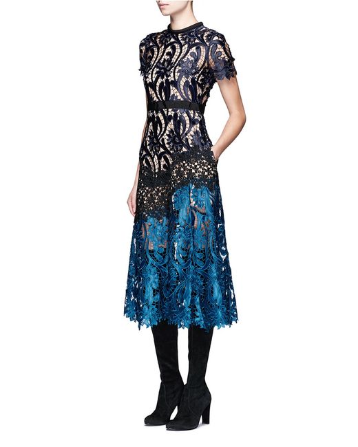 Self-portrait Prairie Guipure Lace Midi Dress in Green - Save 84% | Lyst