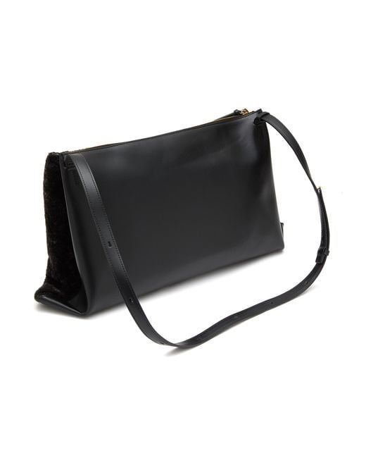 Jil Sander Empire Leather Shoulder Bag in Black | Lyst