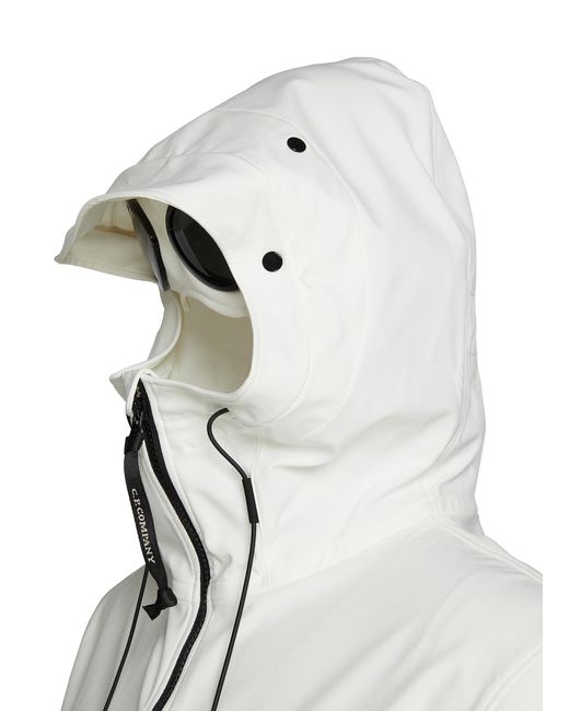 White cp company goggle cheap jacket