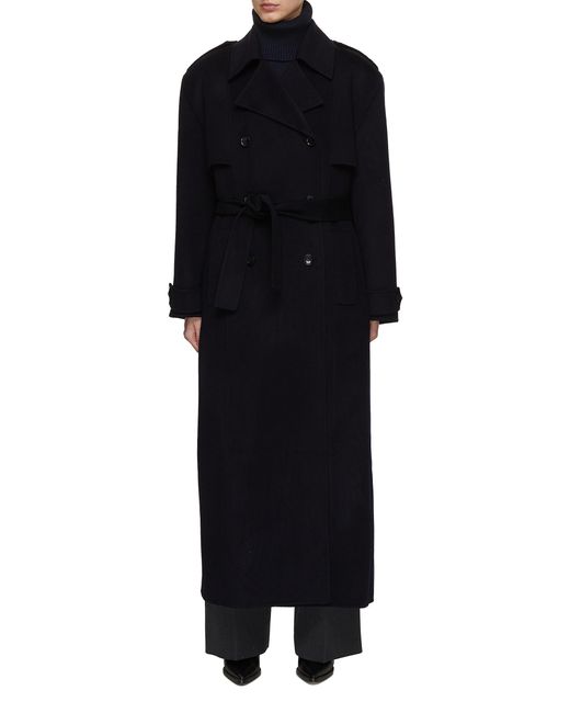 Frankie Shop Nikola Double Breasted Wool Cashmere Trench Coat in Black ...