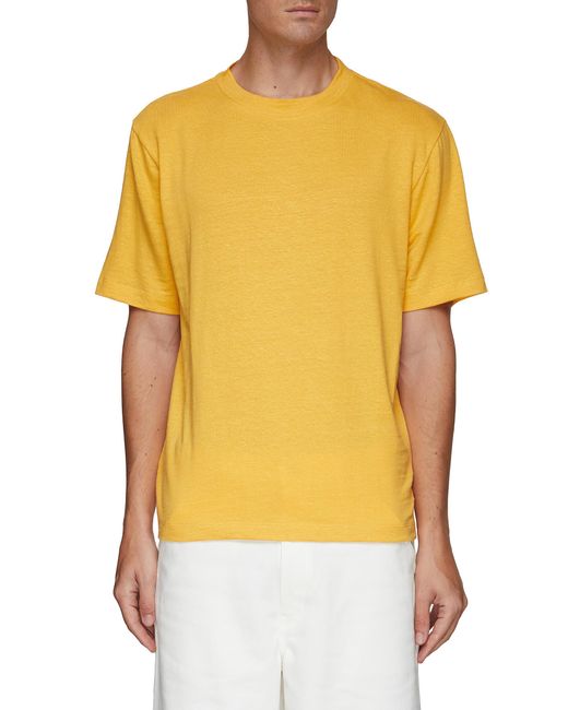 Theory 'ryder' Short Sleeve Flex Linen Tshirt in Yellow for Men Lyst