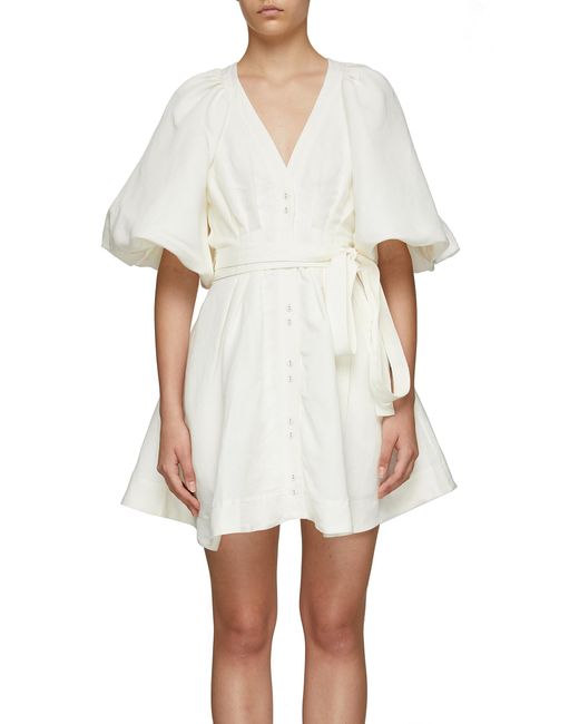 Aje. 'evermore' Belted Linen Blend Ss Mini Dress Women Clothing Dresses ...