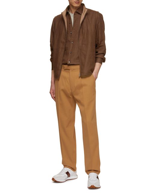 Zegna Linen Shirt in Brown for Men | Lyst