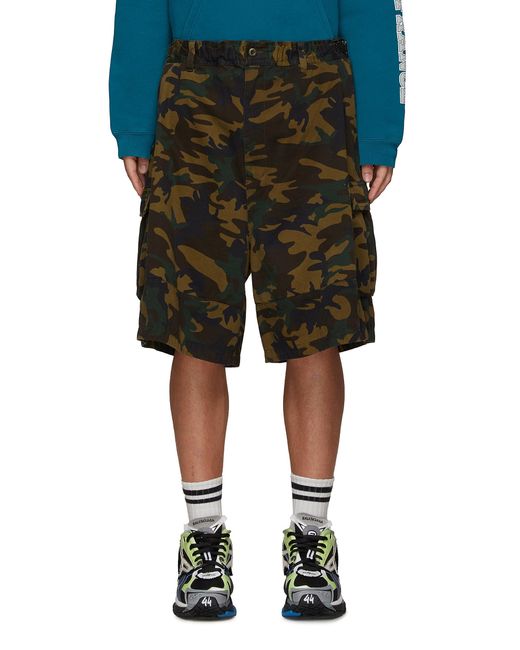 Balenciaga Camouflage Print Wide Leg Cargo Cotton Shorts Men Clothing