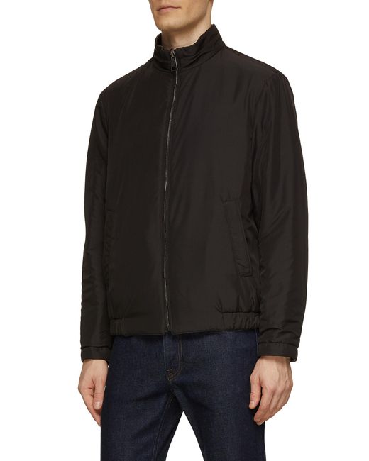 Canali Reversible Leather Bomber Jacket in Black for Men | Lyst