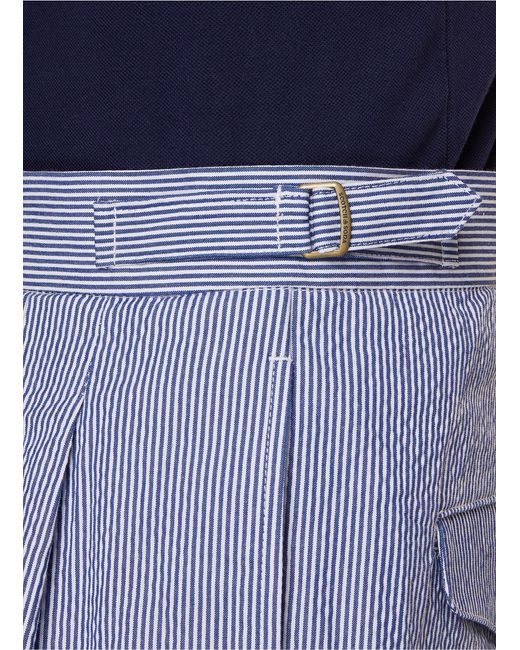 Scotch & Soda Blue Striped Seersucker Shorts for men