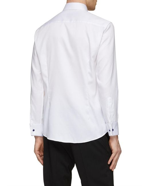 Eton Spread Collar Slim Fit Dobby Evening Shirt in White for Men Lyst