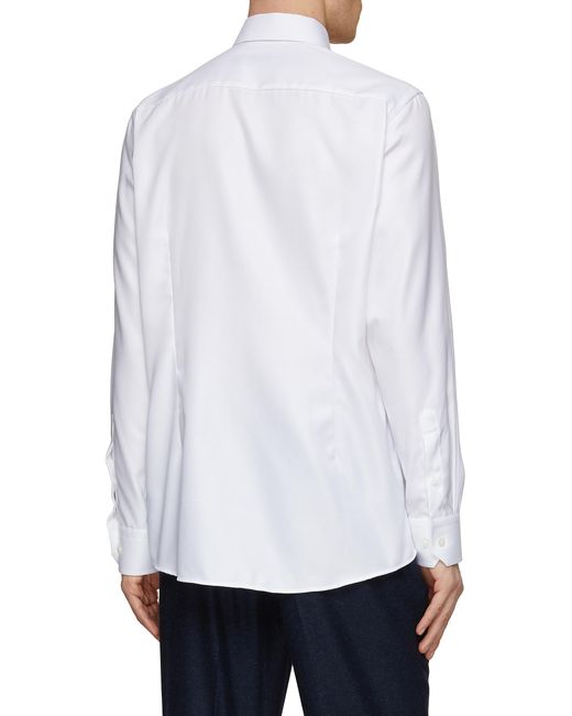 Eton Textured Twill Cotton Shirt in White for Men | Lyst