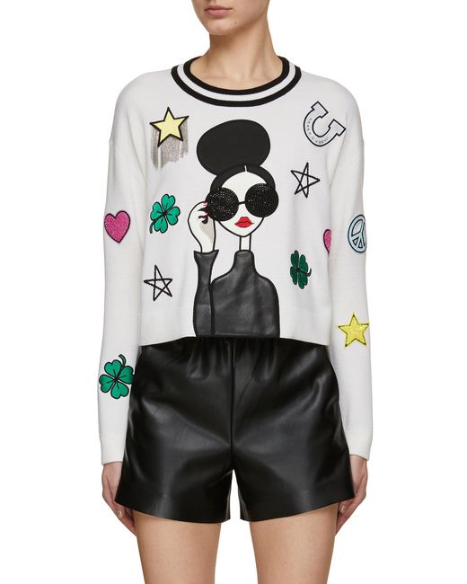 Alice + Olivia Gray Gleeson Stace Face Sweater