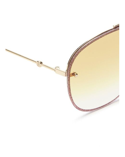 Gucci Glitter Rim Metal Aviator 