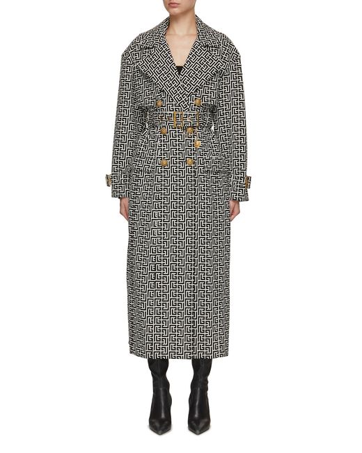 Balmain Monogram Pattern Trench Coat - Farfetch