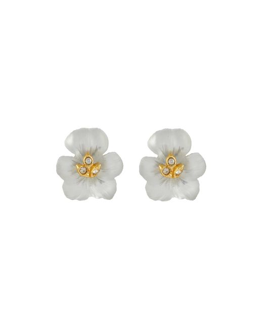 Alexis White Pansy Lucite Petite Post Earring
