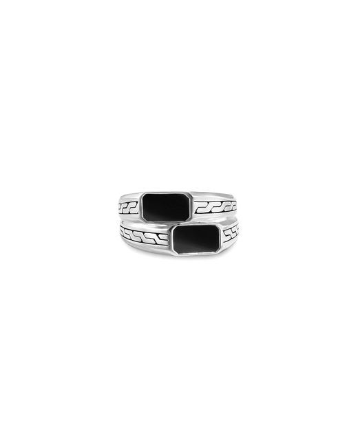 John Hardy Classic Chain' Onyx Sterling Silver Stacked Signet Ring in Black | Lyst
