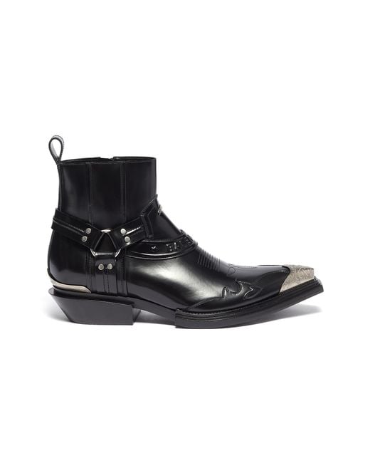 Balenciaga Black Santiag Harness Booties for men