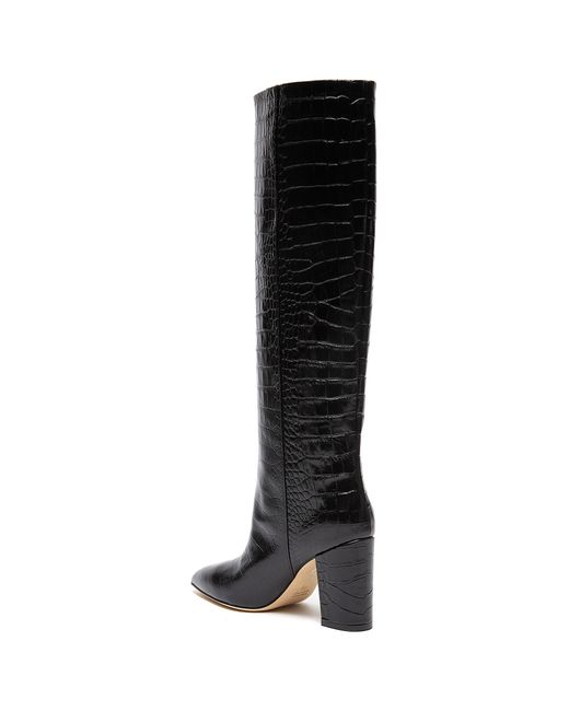 black croc knee high boots