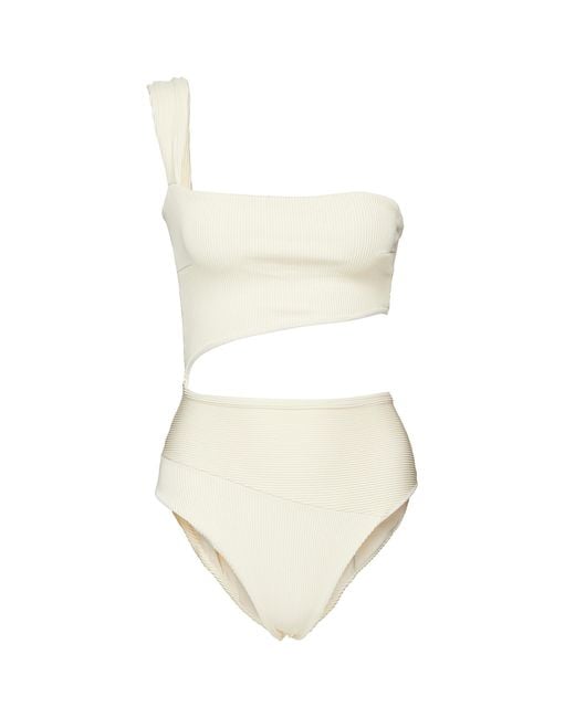 Haight Synthetic One Shoulder Cutout Detail Ribbed Swimsuit Women