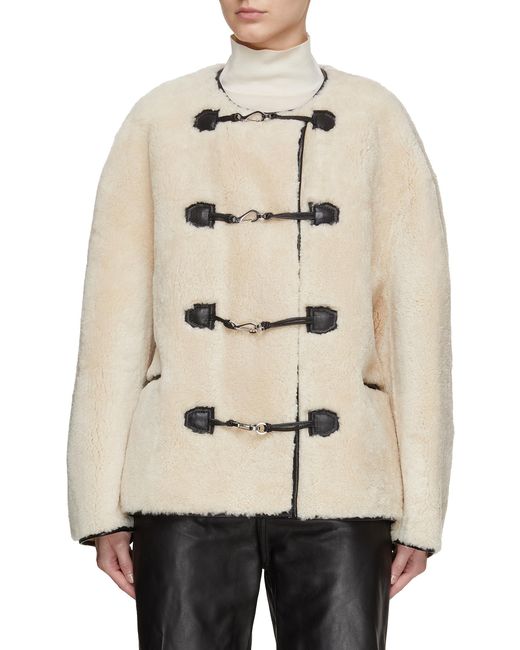 Totême Teddy Shearling Clasp Jacket in Natural | Lyst